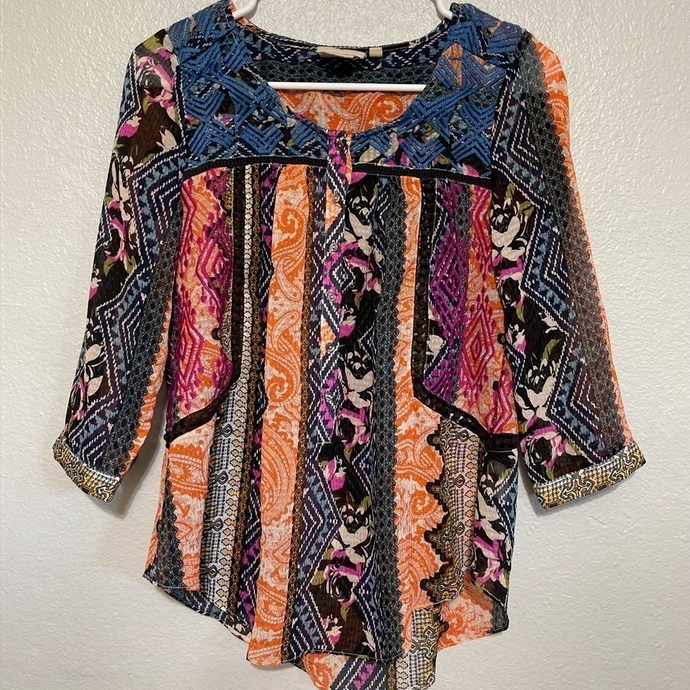 Anthropologie Vanessa Virginia Embroidered Peasant Blouse​​​ - Picture 2 of 11